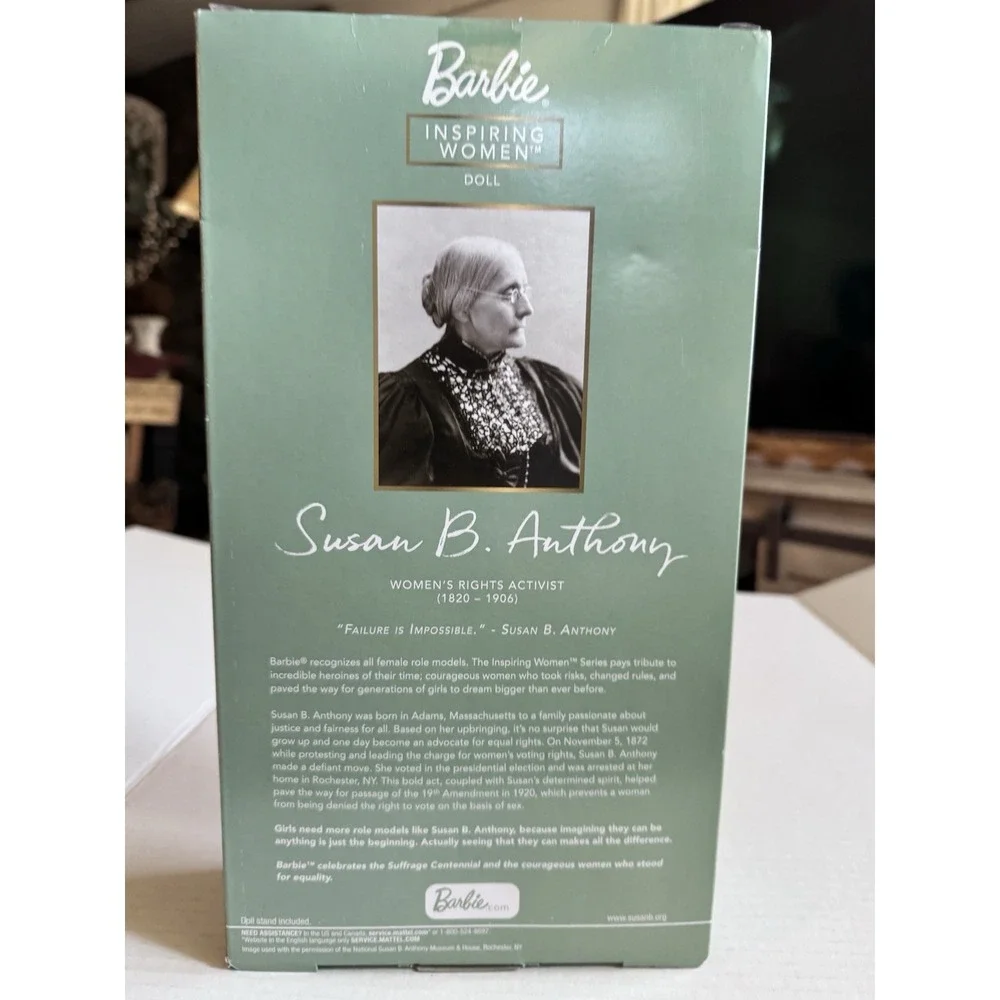 Mattel Barbie Inspiring Women Series Susan B. Anthony Doll Women's Rights Votes